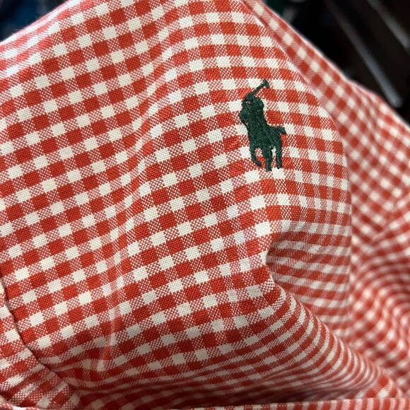 Ralph Lauren Classic Fit Orange Gingham Button Down Collared Shirt Long Sleeve M - Picture 1 of 9